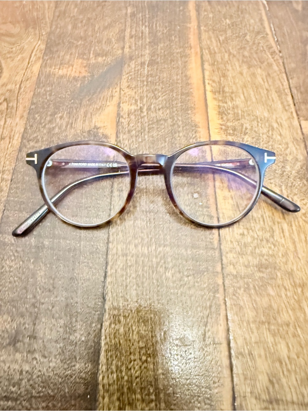 Tom Ford Dark Tortoiseshell Semi‑Round Eyeglasses